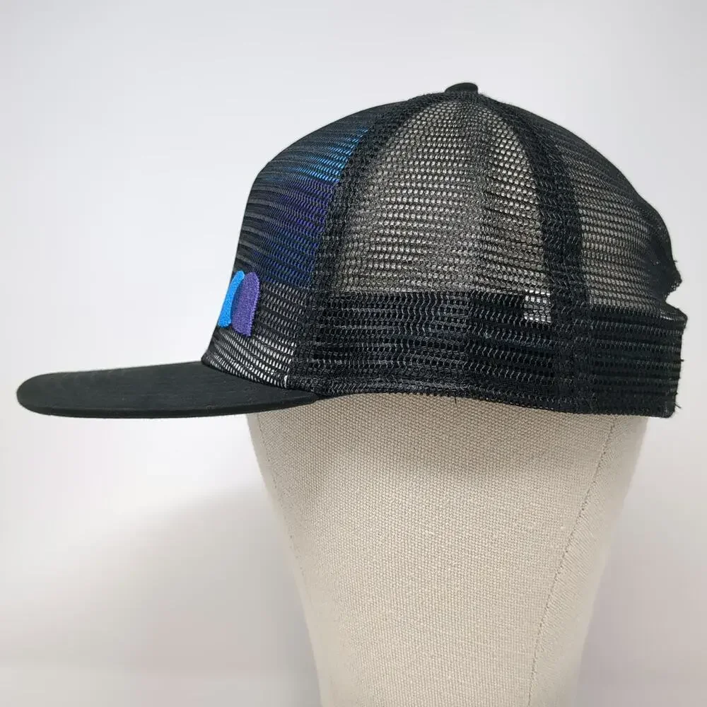 Outdoor Cap Trucker Hat Black One Size Gradient Mesh Snapback Flat Bill Hat